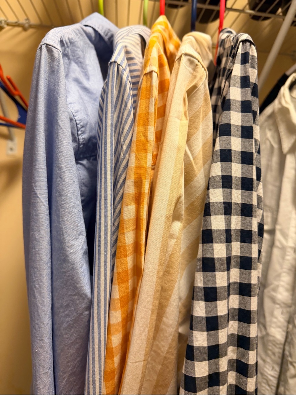 5 women j crew shirtsBlue and Yellow Plaid & Solid Casual Button-Down Shirts